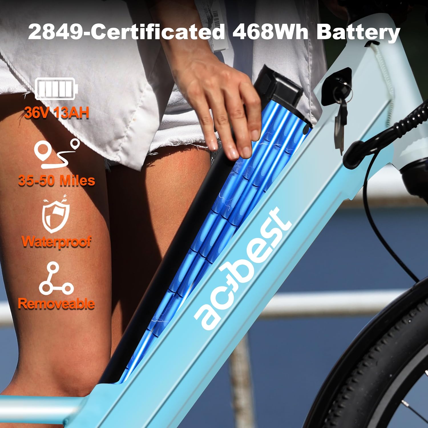 ACTBEST Core Electric Bike for Adults - 468Wh Removable Battery, 26 inch Step Thru Electric Bicycle, Peak 750W Brushless Motor Cityrun Ebike, with 7 Speed, Up to 50 Miles
