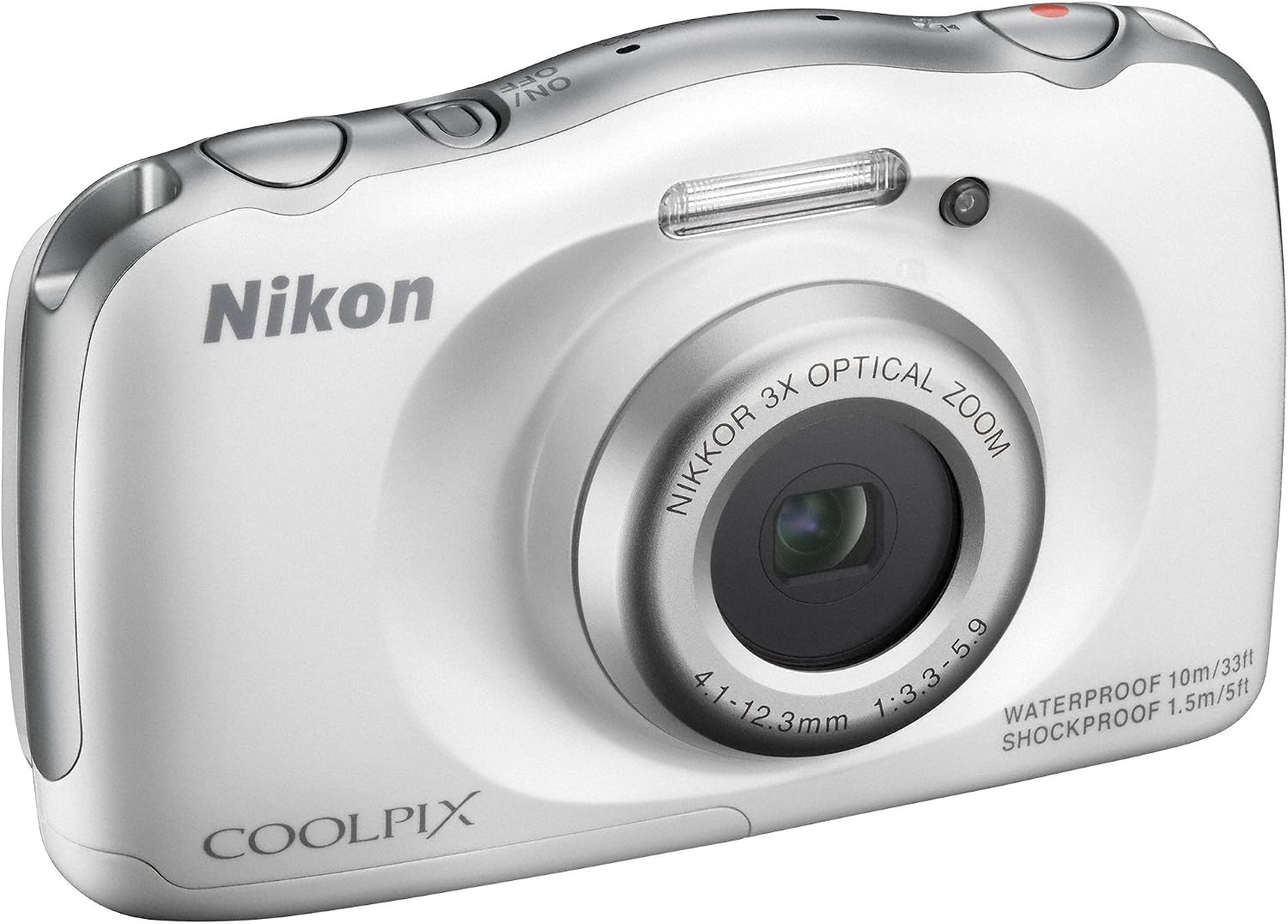 Nikon COOLPIX S33 Waterproof Digital Camera (White) - International Version
