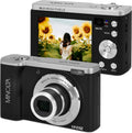 Minolta 56MP Dual Lens Digital Camera – 5X Optical Zoom, 5K Ultra HD Video, CMOS Sensor, 2.8-inch LCD Screen, Stabilization, Selfie Lens, 32GB Card, Rechargeable Battery (Black)