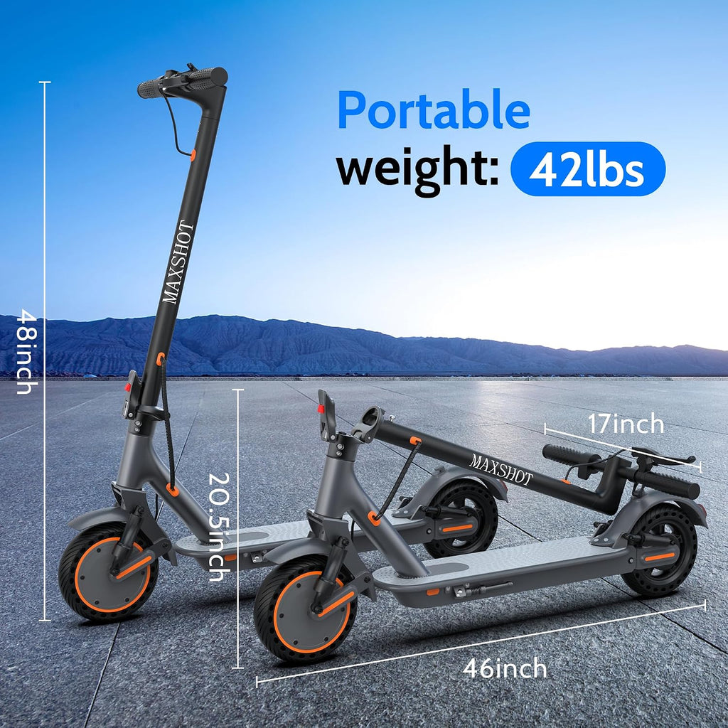 MAXSHOT Electric Scooter for Adults, 8.5/10/14' Tires, 19/22Mph, 350W/500W Motor, 21-28 Miles Range, Folding E-Scooter with Dual Suspension,APP Contro
