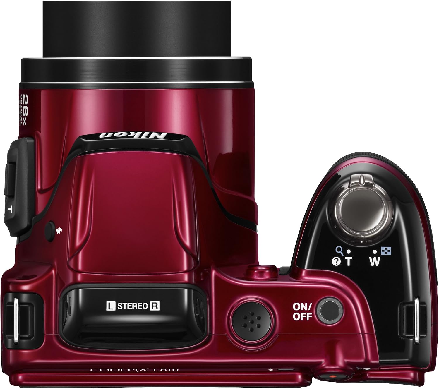 Nikon COOLPIX L810 16.1 MP Digital Camera with 26x Zoom NIKKOR ED Glass Lens and 3-inch LCD (Red) (Old Model) (Renewed)
