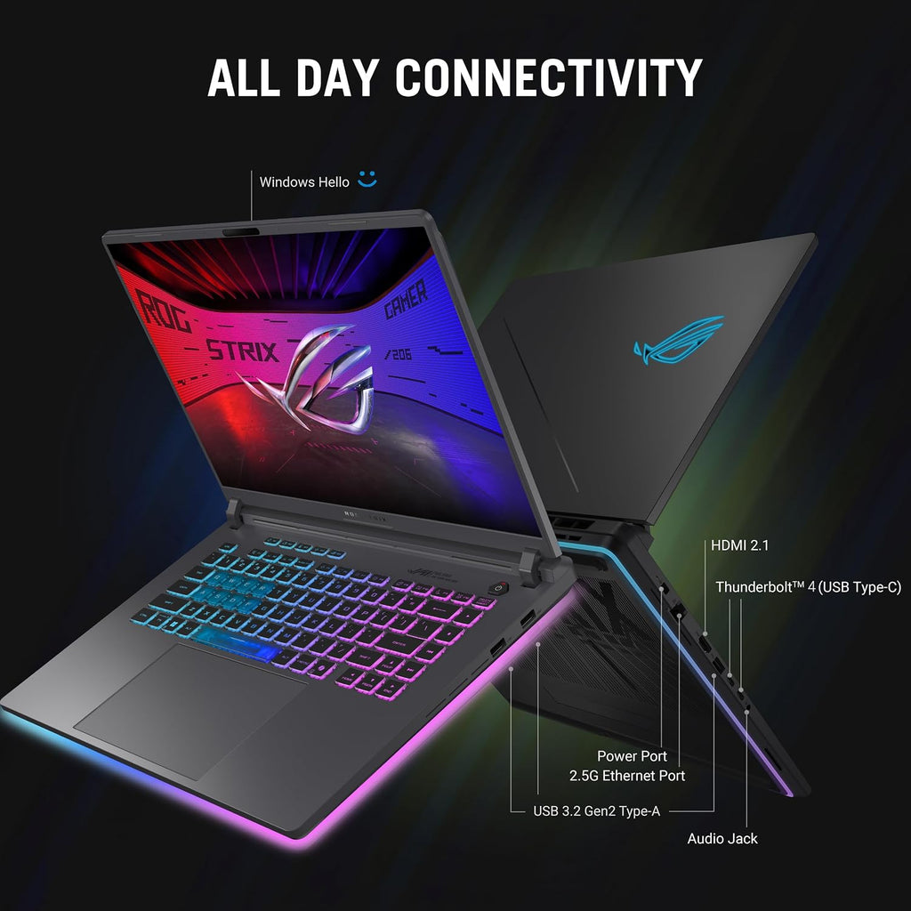 ASUS ROG Strix G16 (2025) Gaming Laptop, 16' ROG Nebula Display 16:10 2.5K 240Hz/3ms, NVIDIA® GeForce RTX™ 5060 GPU, Intel® Core™ Ultra 9 Processor 275HX, 16GB DDR5, 1TB SSD, Wi-Fi 7, Wind11 Home