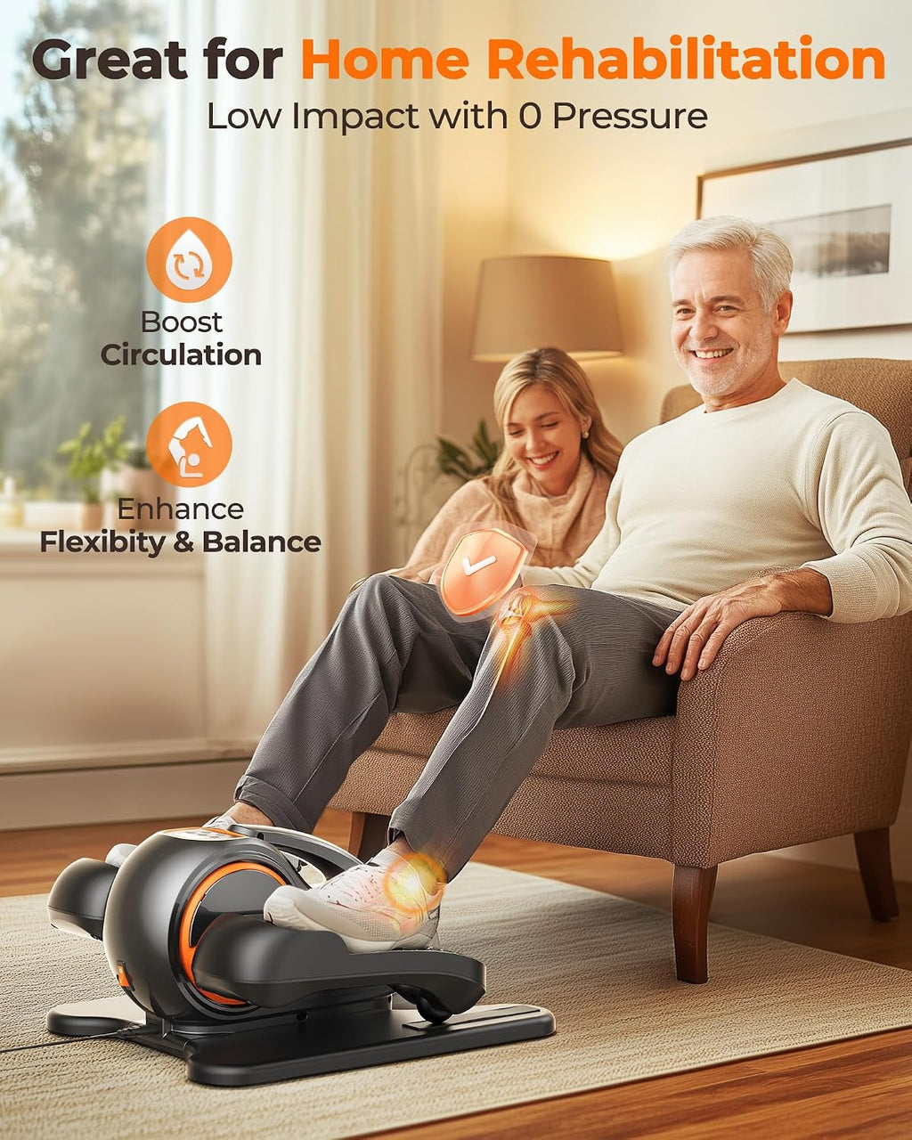 YOSUDA Under Desk Elliptical,Elliptical for Seniors Fully Assembled,Quiet & Portable Electric Seated Pedal Exerciser with 10 Level Resistances & Speeds,Remote Control