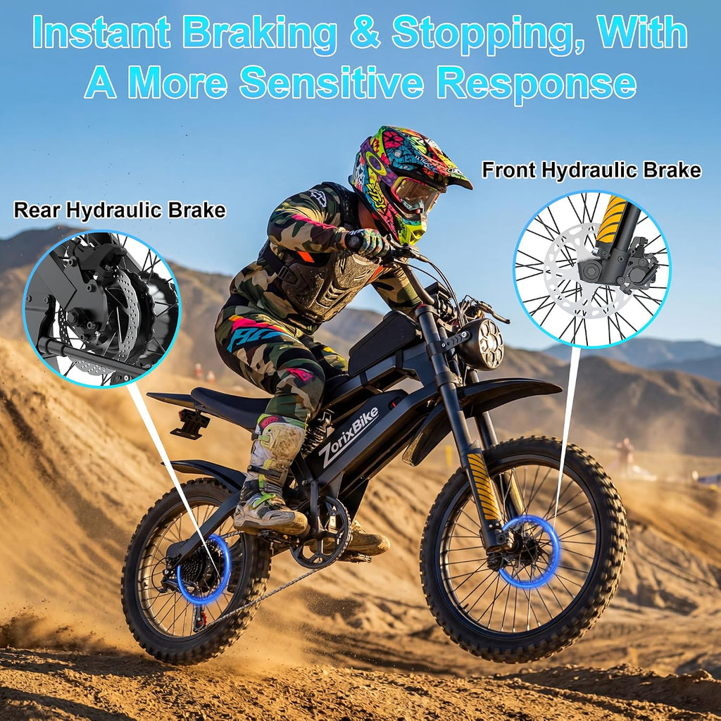 Electric Bike for Adults,48V 20AH - Peak Power 1500/3000W Brushless Motor Electric Bicycle - Max Speed 31-35MPH - Max 80 Miles Range - 20' x 4.0' Fat Tire Dirt E-Bike,7-Speed - UL 2849