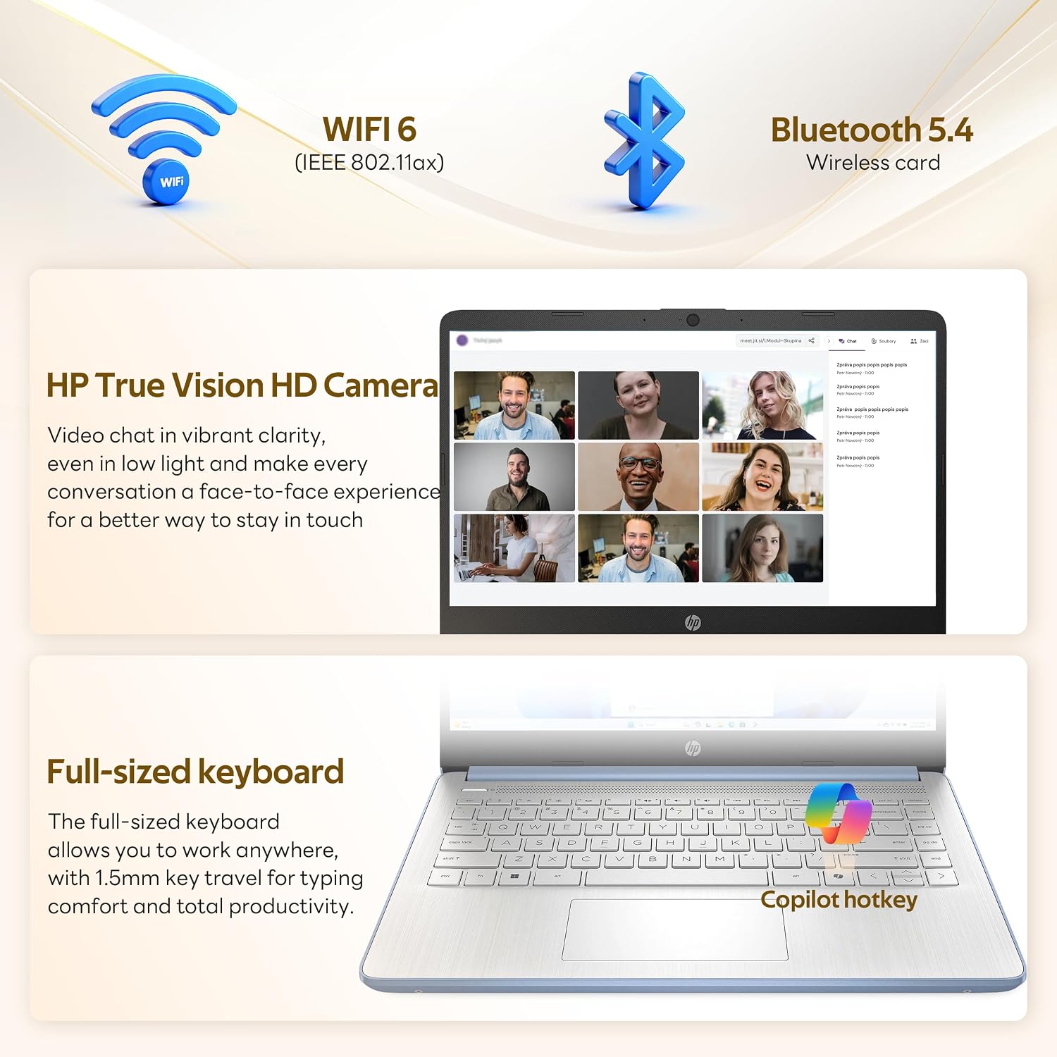 HP Flagship 14' HD Student&Business Laptop with AI Copilot, 13th Gen Intel 4-Core, 4GB RAM, 1.12TB Storage (128GB UFS + 1TB Docking Station), 1 Year Office 365, Wi-Fi 6, Win 11 S, Sky Blue