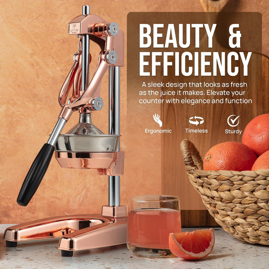 Zulay Professional Citrus Juicer - Premium Manual Citrus Press and Orange Squeezer - Metal Lemon & Lime Squeezer - Extra Tall Heavy Duty Cast Iron Manual, Rose Gold