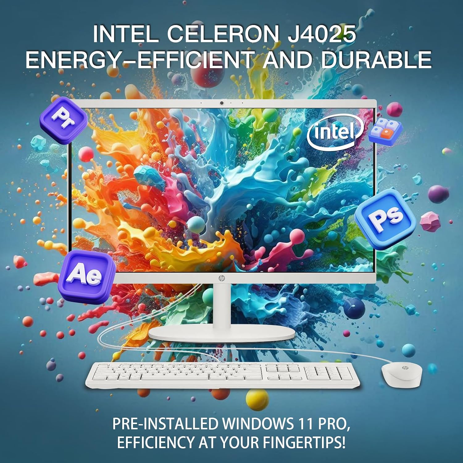 HP 21.5-inch All-in-One Desktop Computer - Office Lifetime & Win 11 Pro | FHD Anti-Glare Display | Intel Celeron | HDMI | WiFi6 | Webcam | w/Bundle Accessories | 32GB RAM + 1TB SSD