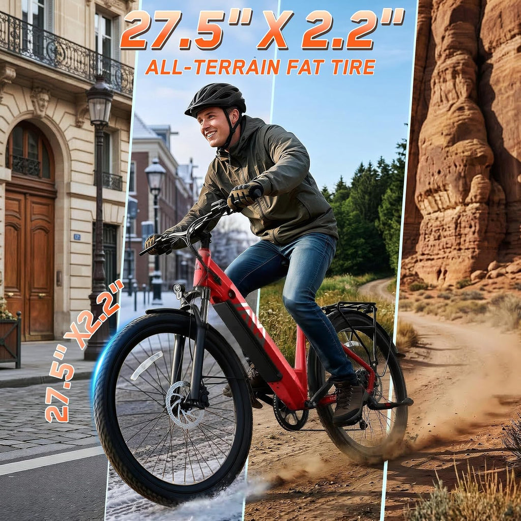TST Electric Bike for Adults, 1500W Peak Motor 60/100 Miles Fat Tire Ebike with 48V 15Ah/25Ah Removable Battery 20' Fat Tire Electric Dirt Bike Full Suspension and 7-Speed