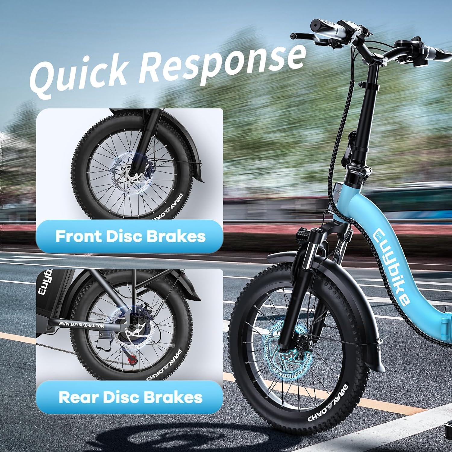 bluebiko 1000W Folding Electric Bike, 48V 20AH Removable Battery E Bike, 70 Miles Max Range, 20' Fat Tire Adults Electric Bike,7-Speed Ebike for City Commuting,Off-Roading,Mountain