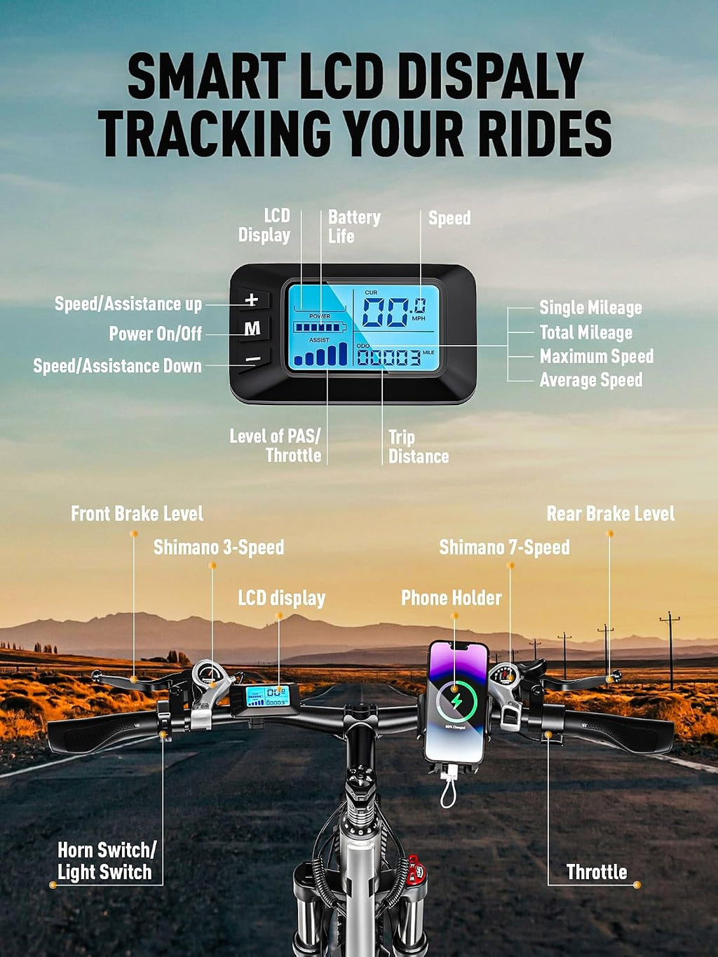 E·Bycco 29' Electric Bike for Adults, 48V 17.5AH, 1000W Peak Electric Mountain Bikes, 21-Speed Pedal Assist Ebikes, 34MPH 80 Miles Long Range Waterproof Commuter Electric Bicycle for Large Men