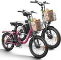 QRONGE Electric Bike, 1000W Peak Folding Electric Bike, 486Wh 70 Miles Range Ebike, 20' Step-Thru Bicycle with Front Basket, Waterproof Removable Battery, 7 Speed, 25 MPH Max