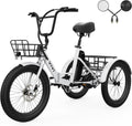 Vivi T01 20' x2.6 Fat Tire Electric Tricycle for Adults, 750W Peak 20'' Folding 3 Wheels Electric Bike, 95% Pre-Assembled, Speed Differential, 15.5MPH Eletric Trike with Bracket