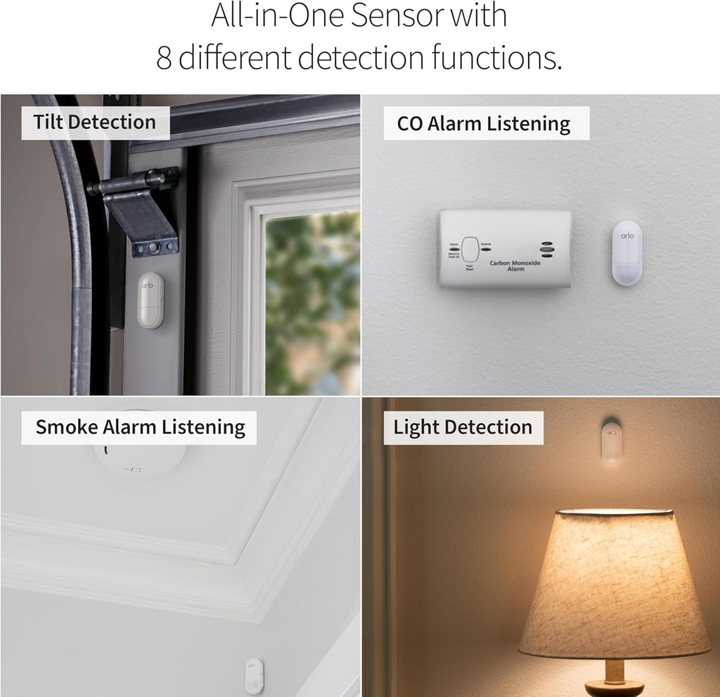 Arlo Home Security System - Wired Keypad Sensor Hub, (2) 8-in-1 Sensors, 24/7 Professional Monitoring- No Contract Required, DIY Installation, Alarm System for Home Security – SS1201, White