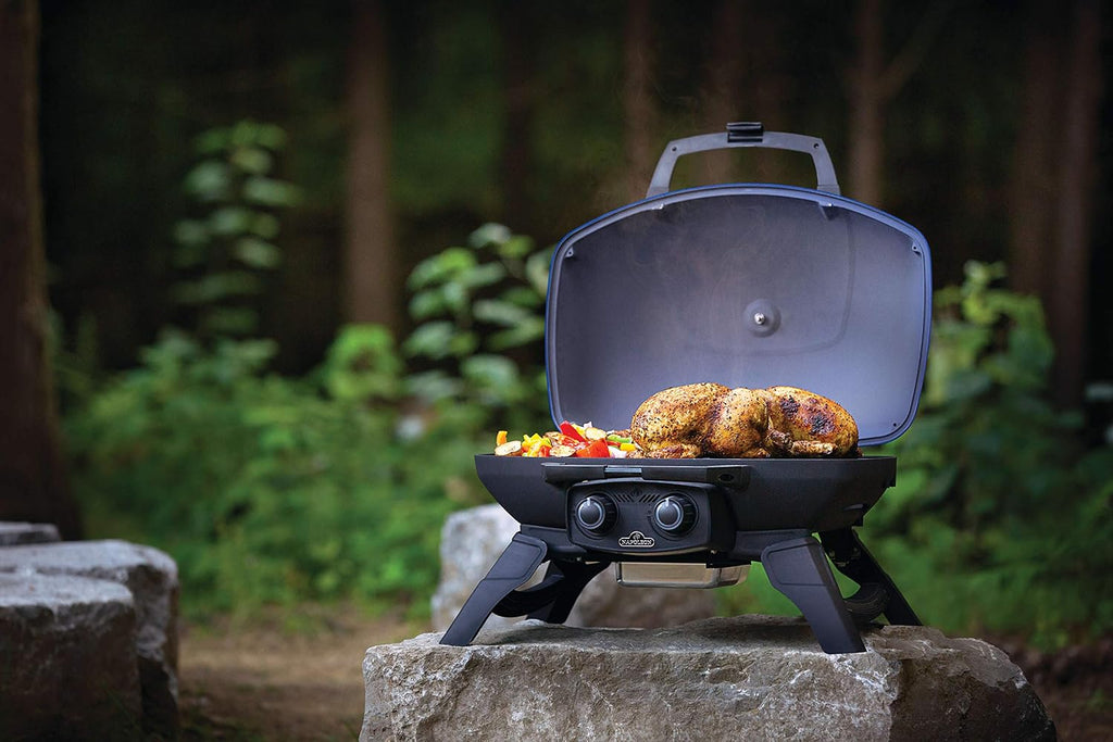 Napoleon TravelQ 285 Portable Propane Gas Grill, Blue, 2 Burners, Tailgating, Camping, and Small Outdoor Spaces