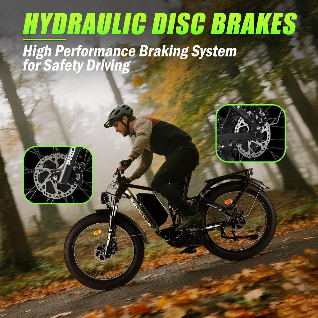 5000w Dual Motor Electric Bicycles, 60V Battery E-Bike with 45 MiIe P-Hour Electric Bike for Adults, 26 Fat Tire Hunting Ebike for All Terrain, Full Suspension Electric Ebike