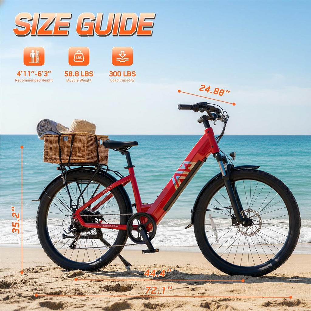 TST Electric Bike for Adults, 1500W Peak Motor 60/100 Miles Fat Tire Ebike with 48V 15Ah/25Ah Removable Battery 20' Fat Tire Electric Dirt Bike Full Suspension and 7-Speed