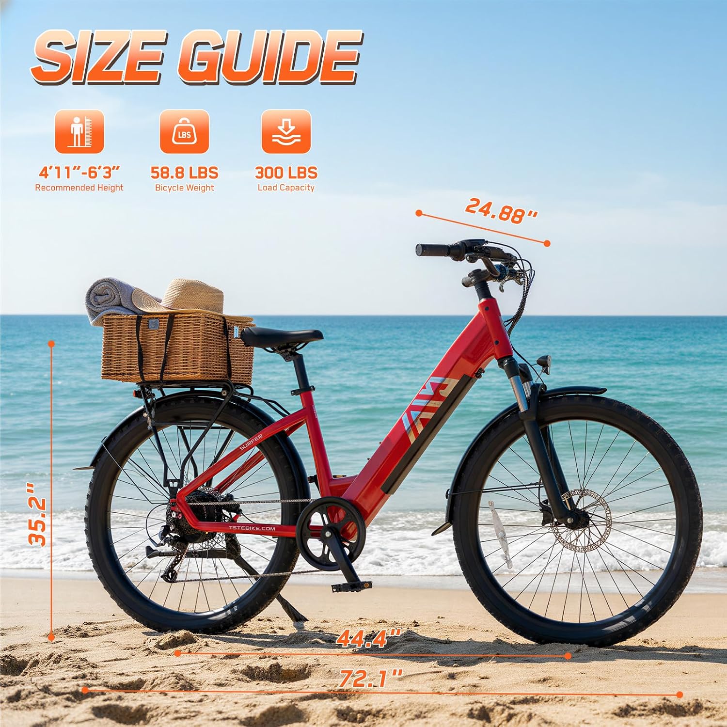 TST Electric Bike for Adults, 1500W Peak Motor 60/100 Miles Fat Tire Ebike with 48V 15Ah/25Ah Removable Battery 20' Fat Tire Electric Dirt Bike Full Suspension and 7-Speed
