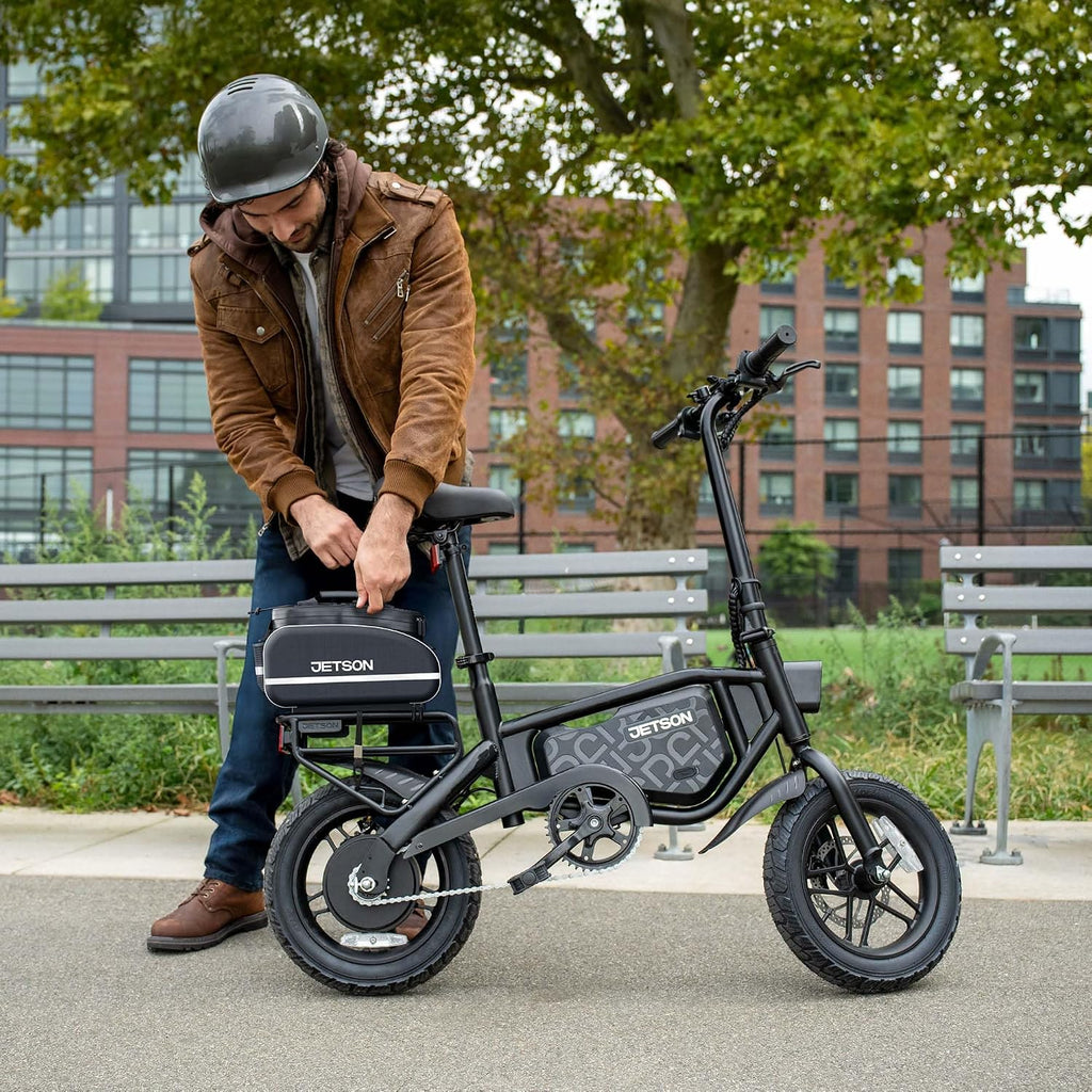 Jetson Bolt Electric Bike, Foot Pegs, Easy-Folding, Built-in Carrying Handle, Twist Throttle, Cruise Control, Up to 15.5 MPH, Range Up to 15 Miles, Ages 13+