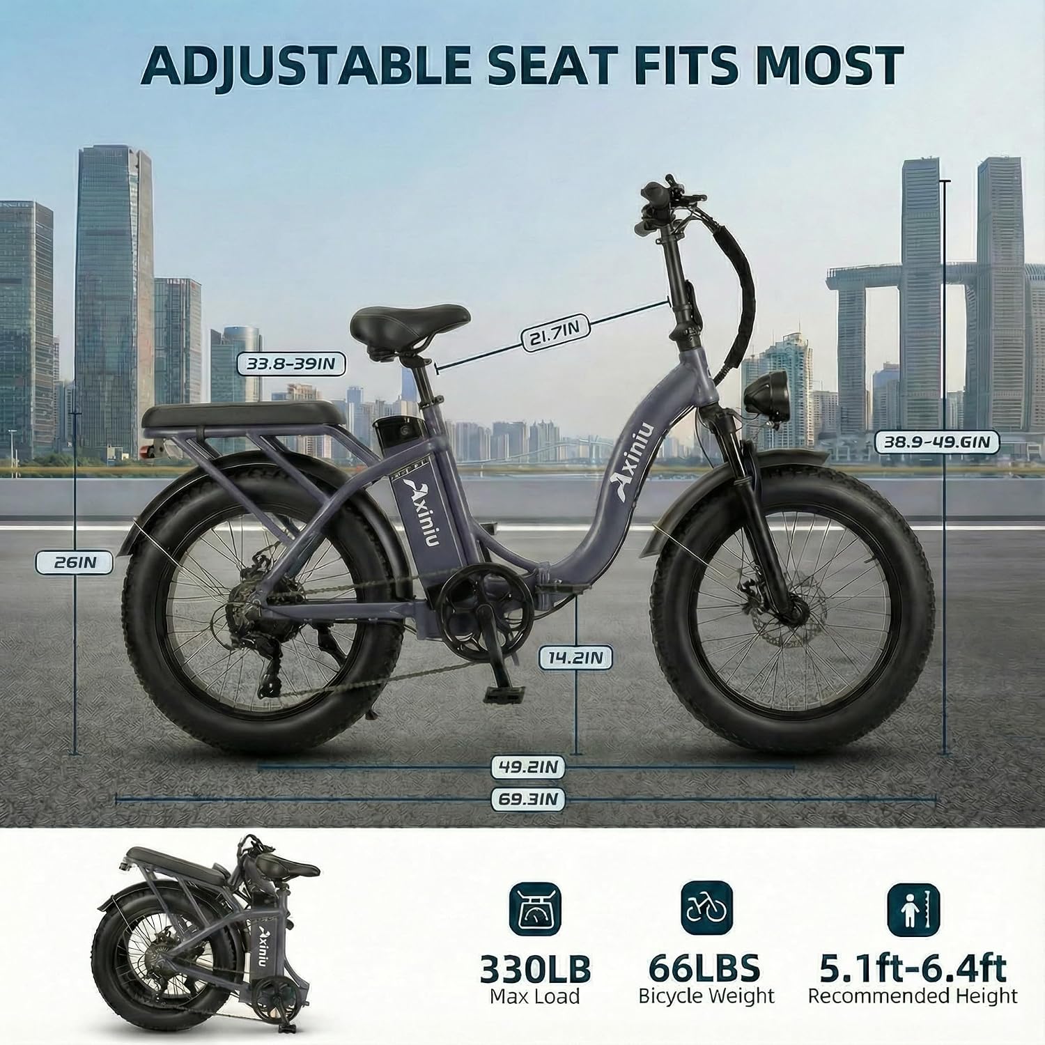 Electric Bike for Adults, 750W Long Range Foldable Ebike with One/Dual Removable Battery, 40-120 Mile/25-30MPH, 20'/16' Fat Tire Electric Bicycle