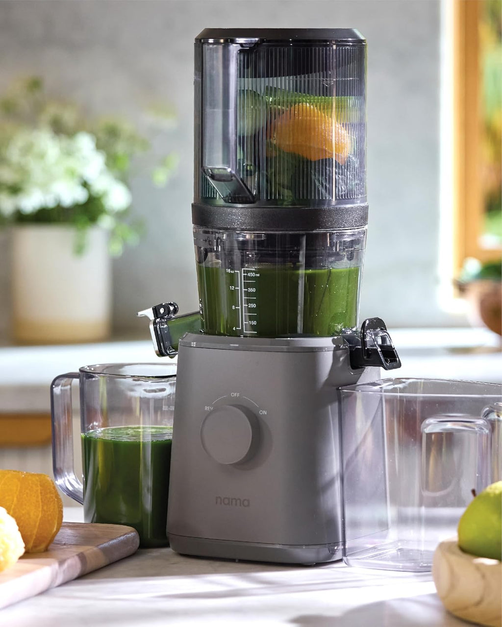 Nama J2 Cold Press Juicer – Self Feeding for Hands-Free Operation with Wide Mouth Hopper for Whole Recipe Loading, Zero Waste Masticating Juicer For More Juice, Less Pulp – Easy Cleanup & Assembly