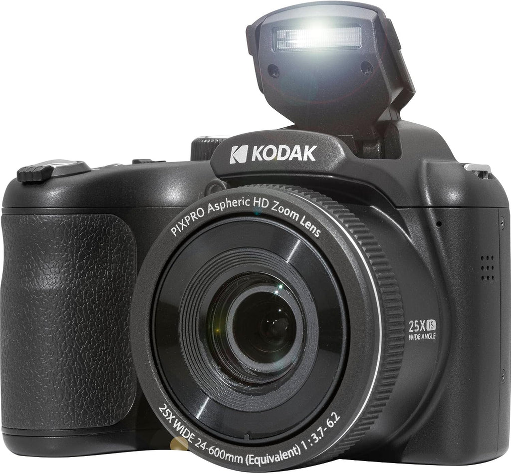 Kodak PIXPRO AZ255 Digital Camera (Black) Bundle with Point & Shoot Camera Case + 32GB SD Memory Card + Rechargeable Batteries & Charger + USB Card Reader + Table Tripod + Accessories