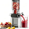 Anybear Cold Press Juicer 200W Masticating Slow Juicer 4.3' Large Feed Chute Fit Whole Fruits Vegetables | Upgraded Auger | Tritan Material | BPA Free | Juice Recipes (Silver Gray)