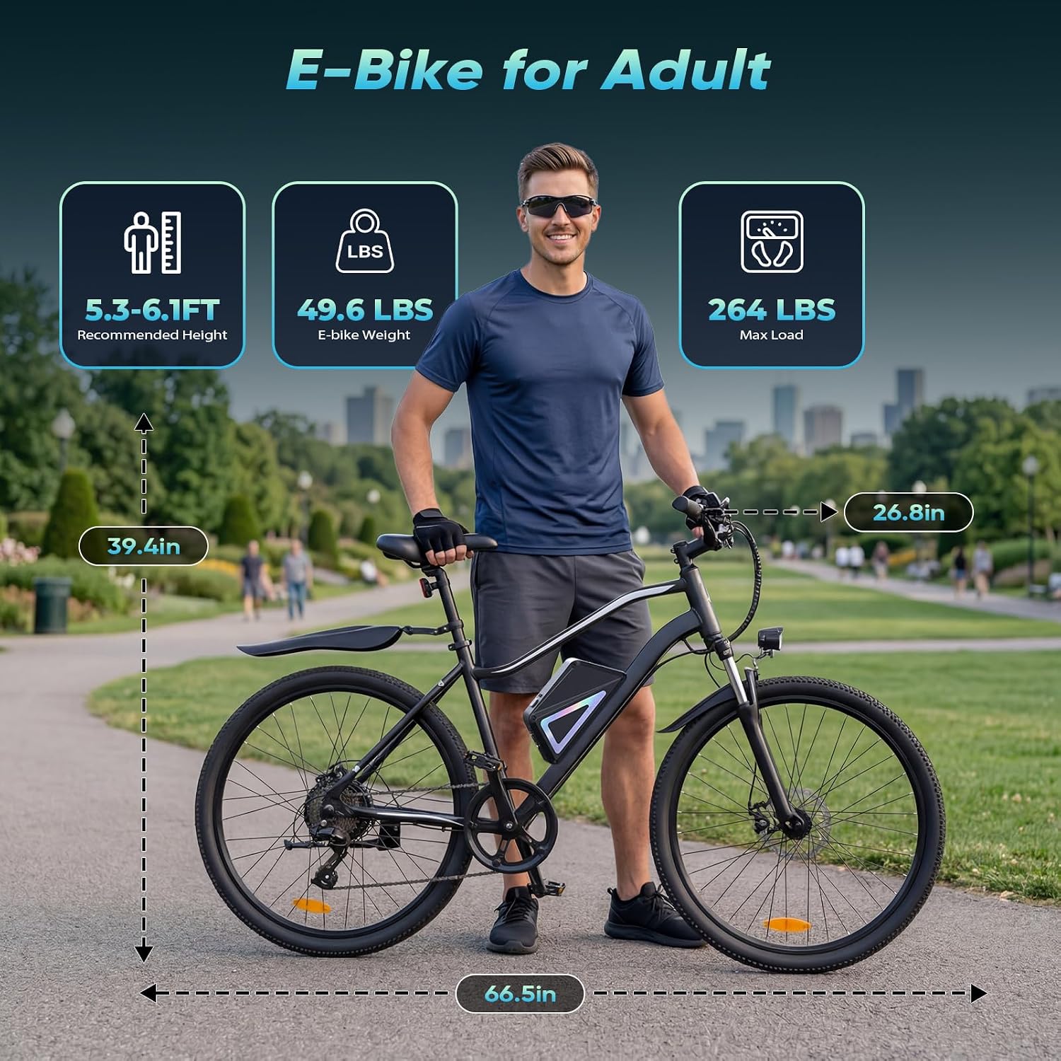 Electric Bike - Electric Bike for Adults, 1500w/1000W/750W Peak Motor, Up to 55 Miles, 20MPH EBike, 26'' Tires Lightweight E Bike for Commuting Mountain Road Sand