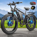 9000W Dual Motor Ebike,24' Fat Tire Electric Bike for Adults, 45MPH Fast 52V 34Ah Long Range, Dual Hydraulic Brakes Full Suspension, Snow/Mountain/Off-Road/Commute E-Bike