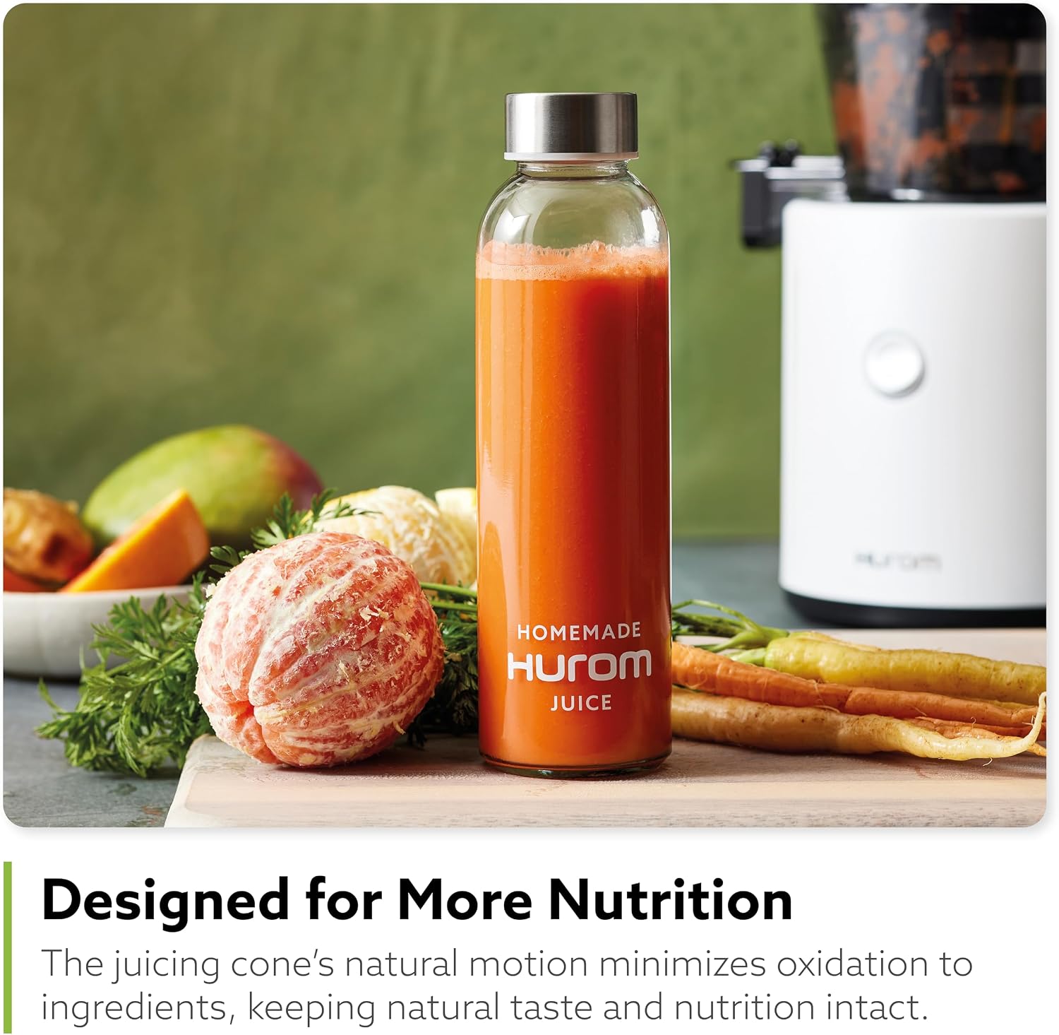 Hurom H320N Cold Press Juicer Machine, Easy to Clean Masticating Slow Juicer, Coarse Strainers, Self-Feeding, Hands Free, Family Size, Quiet Motor, Easy Assembly (White)