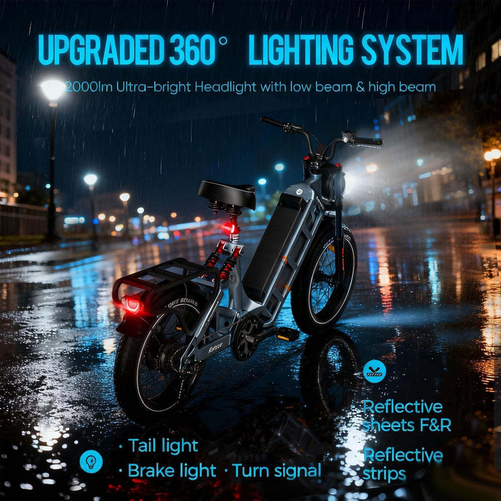 2026 eAhora Juliet Pro 2 EBike - Dual Motor 5400W/1200W 30-43MPH 60V 70Ah 200Mile Long Range Electric Bike for Adults, 20'' Fat Tire Fast Electric Mountain Bike Full Suspension Electric Bicycle