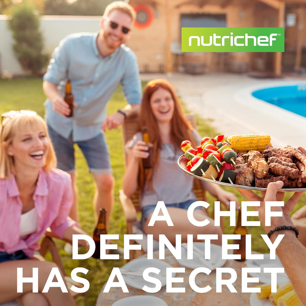 NutriChef Heavy-Duty 5-Burner Propane Gas Grill - Stainless Steel, 52,000 BTU, 4 Main Burners + Side, Electronic Ignition, Built-in Thermometer - NCGRIL2.5