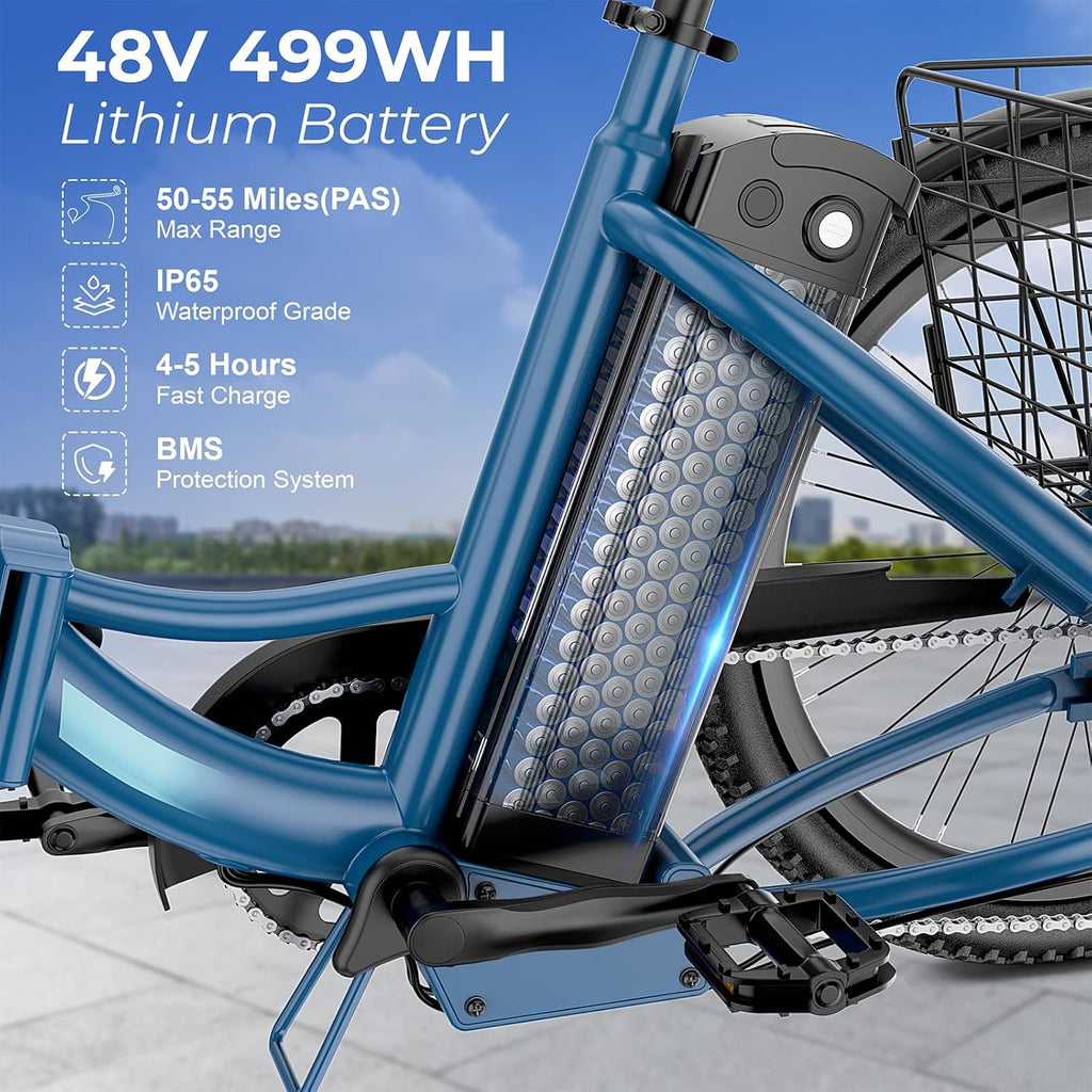 ANCHEER Electric Tricycle for Adults, Peak 600W Electric Trike, 24' 499Wh Folding 3 Wheel Ebike for Adults & Seniors, 15.5MPH & 55Miles Electric Bike, Rear Differential, Rear Basket