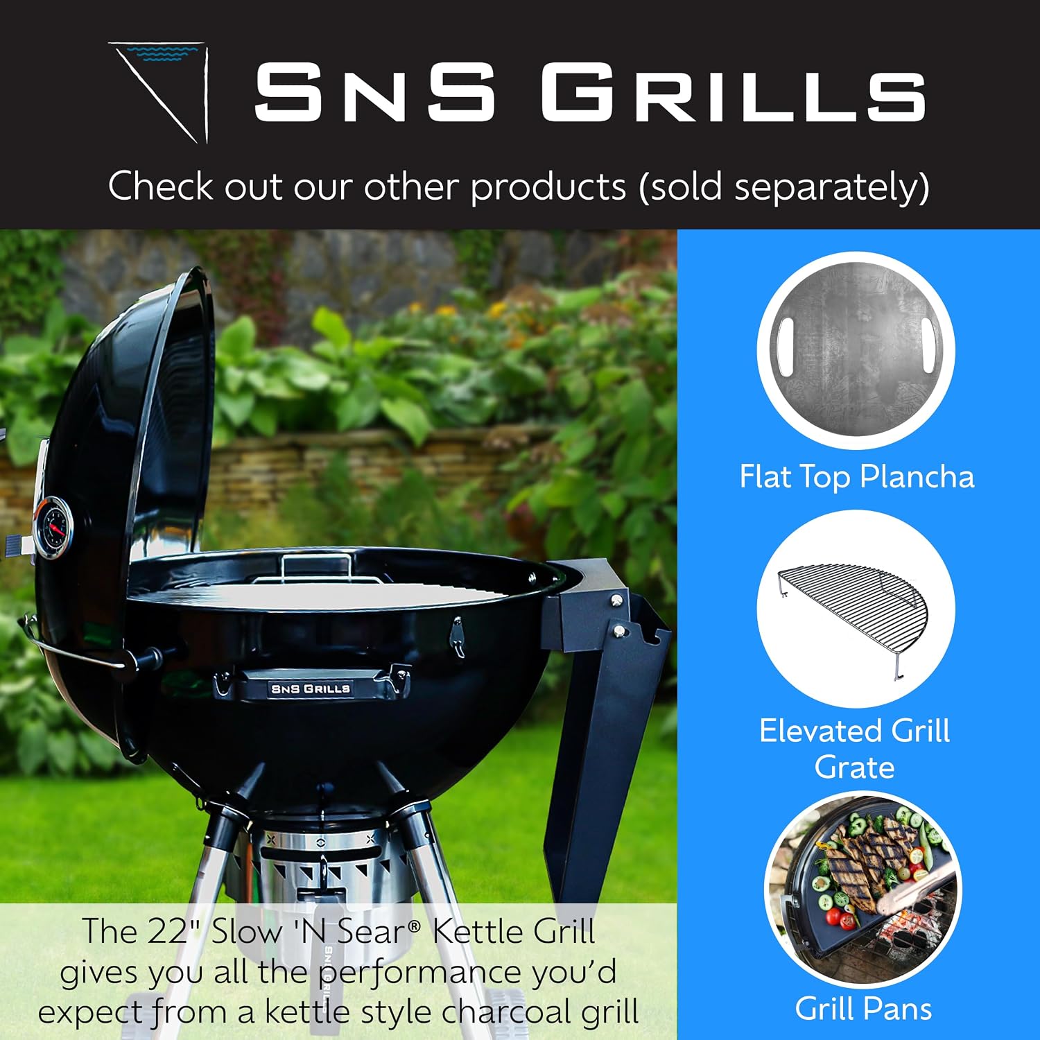 Slow 'N Sear® Rotisserie Kit for 22' SnS Grills Kettle Grills, Stainless Steel Accessory Perfect for Even Cooking and Grilling