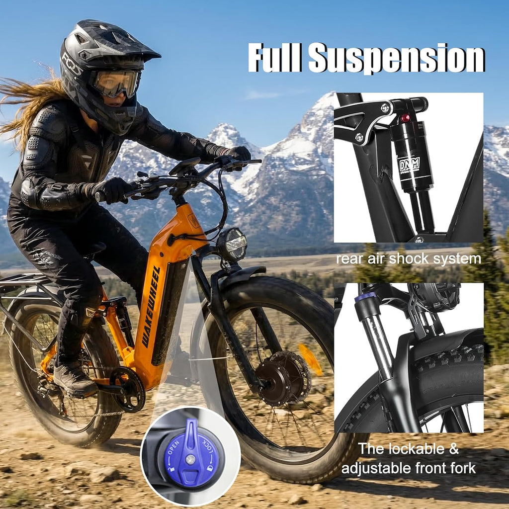 Peak 8000w Electric Bike for Adults, 60V Battery Ebike, Fat Tire & Long Range Electric Bicycles, 210Nm Mountain Bike Full Suspension, Hydraulic Brake Electric Bicycle