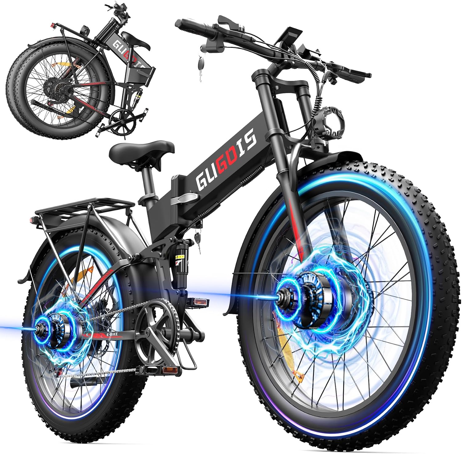 GugoIs Electric Bike for Adults,1000W/3000W Peak Motor Electric Bicycle,Up to 31 MPH,Max 30-60 Miles,48V 15.6/23Ah Large Removable Battery Ebikes, 7-Speed for All Terrain 20'/26' Mountain E Bike
