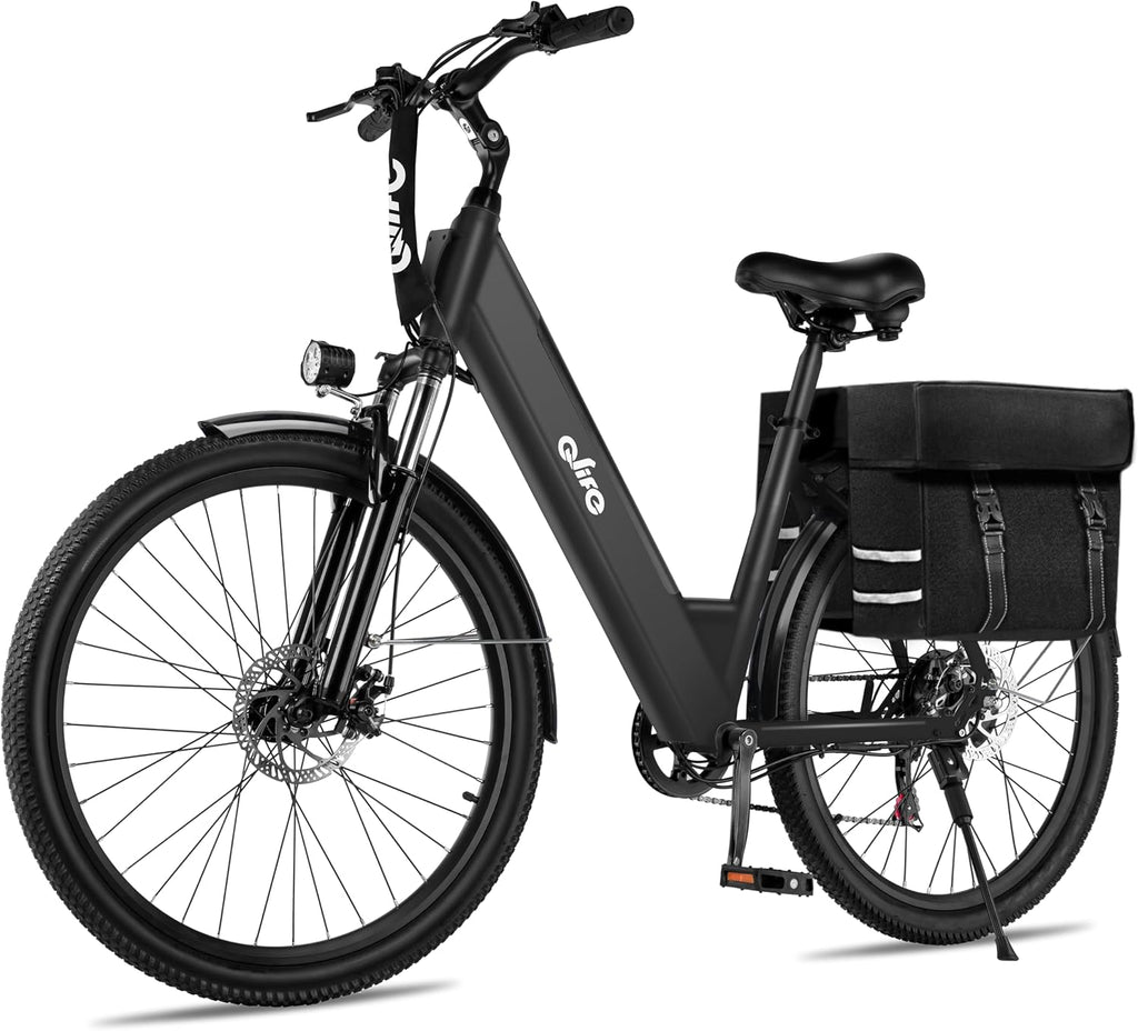 Qlife Cityone Electric Bike for Adults & Teens, Step-Through Commuter Ebike, 1000W Peak Motor, 55-Mile Range, 48V Removable Battery, 26-Inch City Tires, 7-Speed, Up to 25 MPH