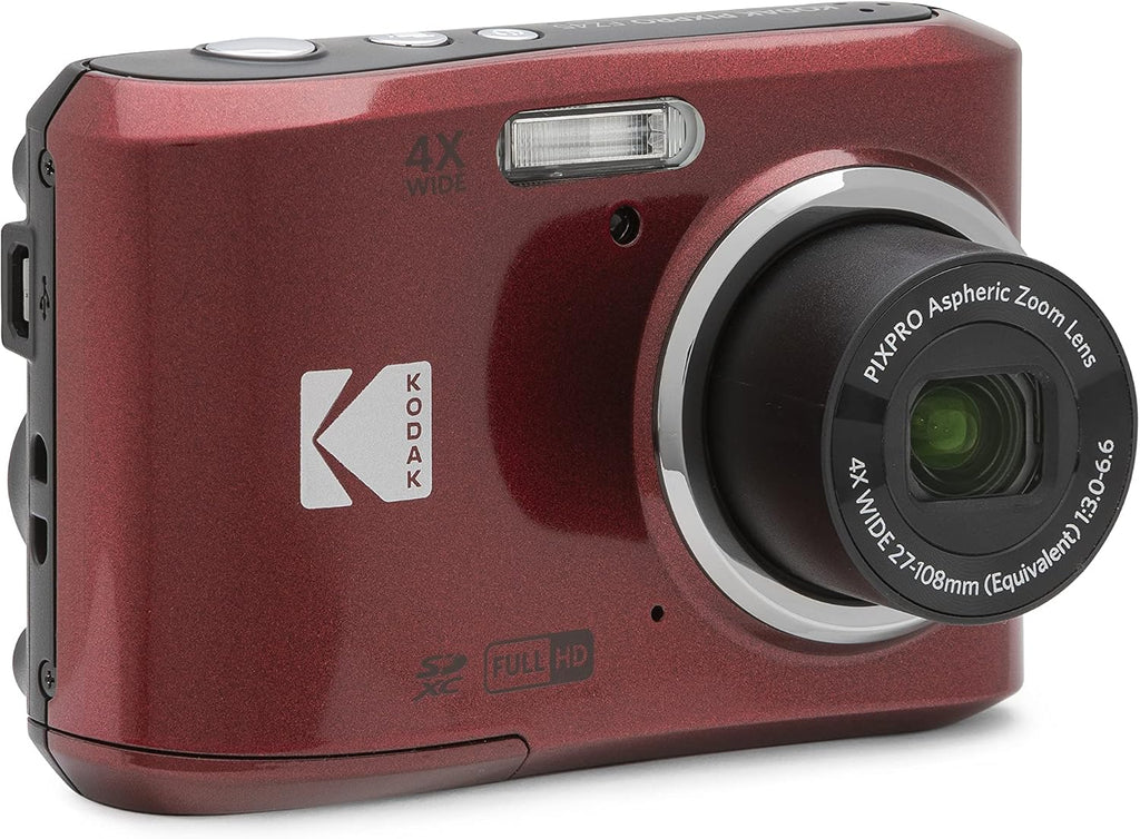 Kodak PIXPRO FZ45 Digital Camera + Black Point & Shoot Camera Case + Transcend 64GB SD Memory Card + Tri-fold Memory Card Wallet + Hi-Speed SD USB Card Reader + More! (Red)