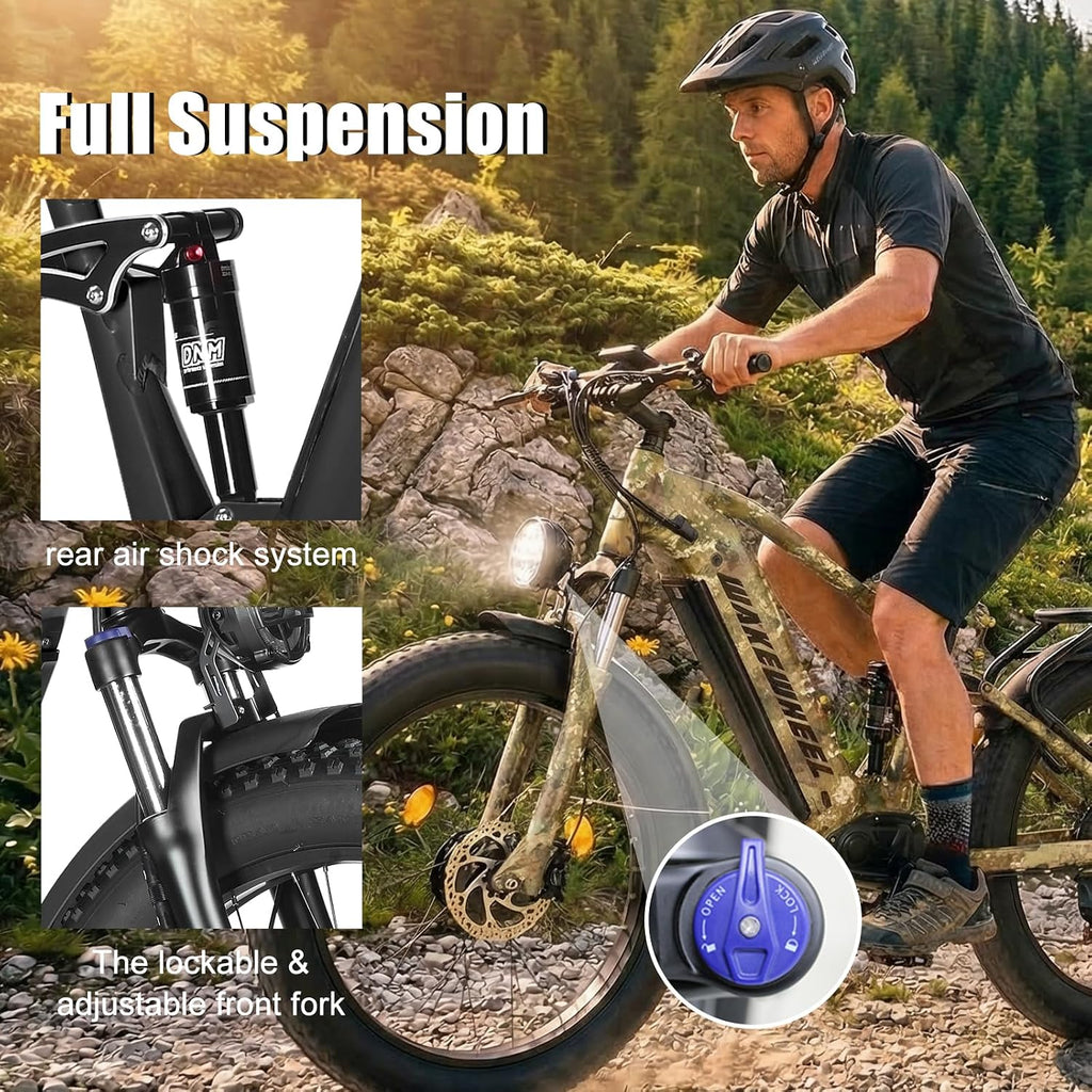 Peak 8000w Electric Bike for Adults, 60V Battery Ebike, Fat Tire & Long Range Electric Bicycles, 210Nm Mountain Bike Full Suspension, Hydraulic Brake Electric Bicycle