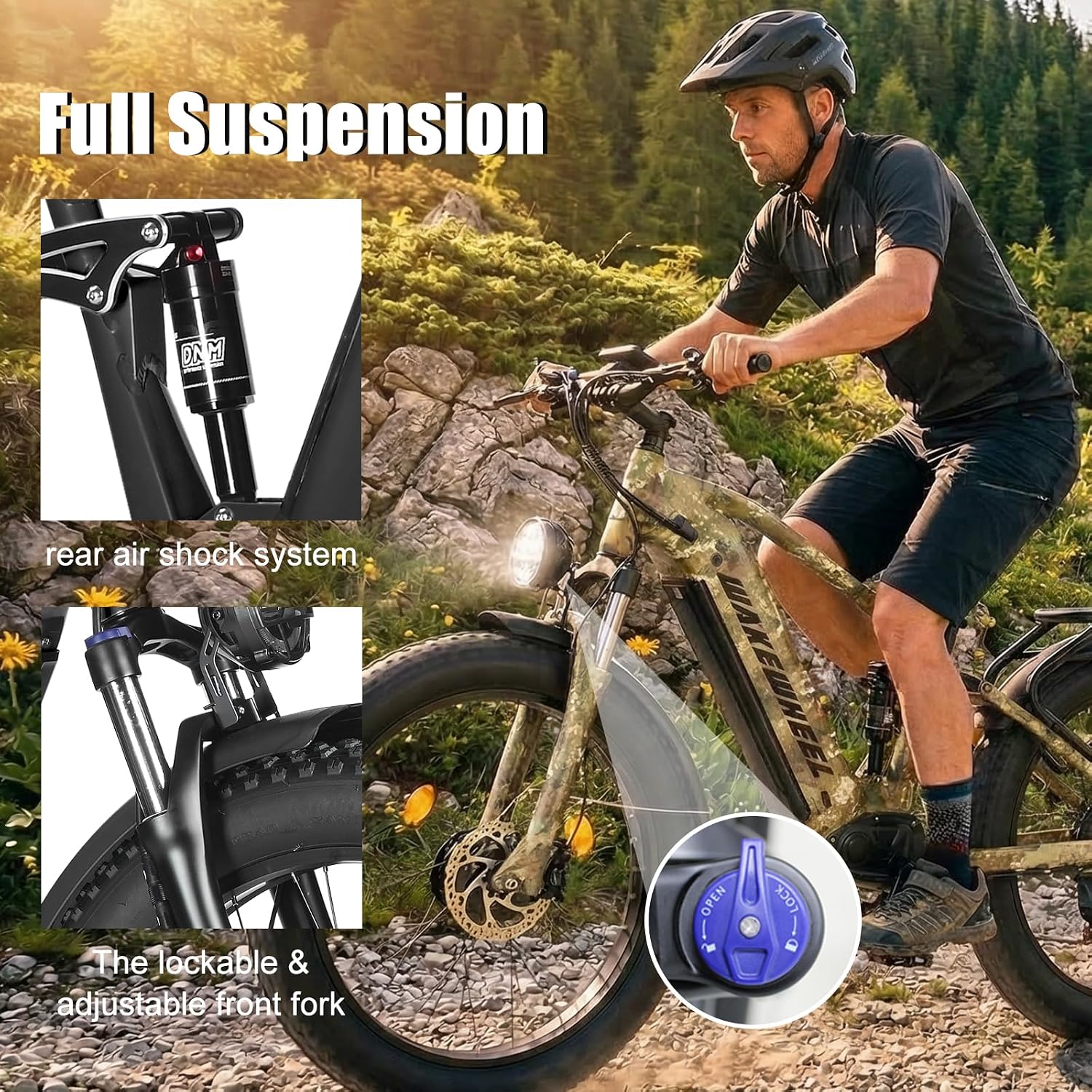 Peak 8000w Electric Bike for Adults, 60V Battery Ebike, Fat Tire & Long Range Electric Bicycles, 210Nm Mountain Bike Full Suspension, Hydraulic Brake Electric Bicycle