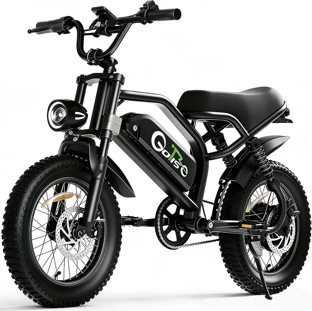 ADISTAR 16' Electric Bike for Adults/Teens, Peak 1500W & 65 Miles Long Range, 48V 15.6Ah Battery, Up to 28Mph, Full Suspension Fat Tire All-Terrain EBike on Mountains,Snow,Sand,Black