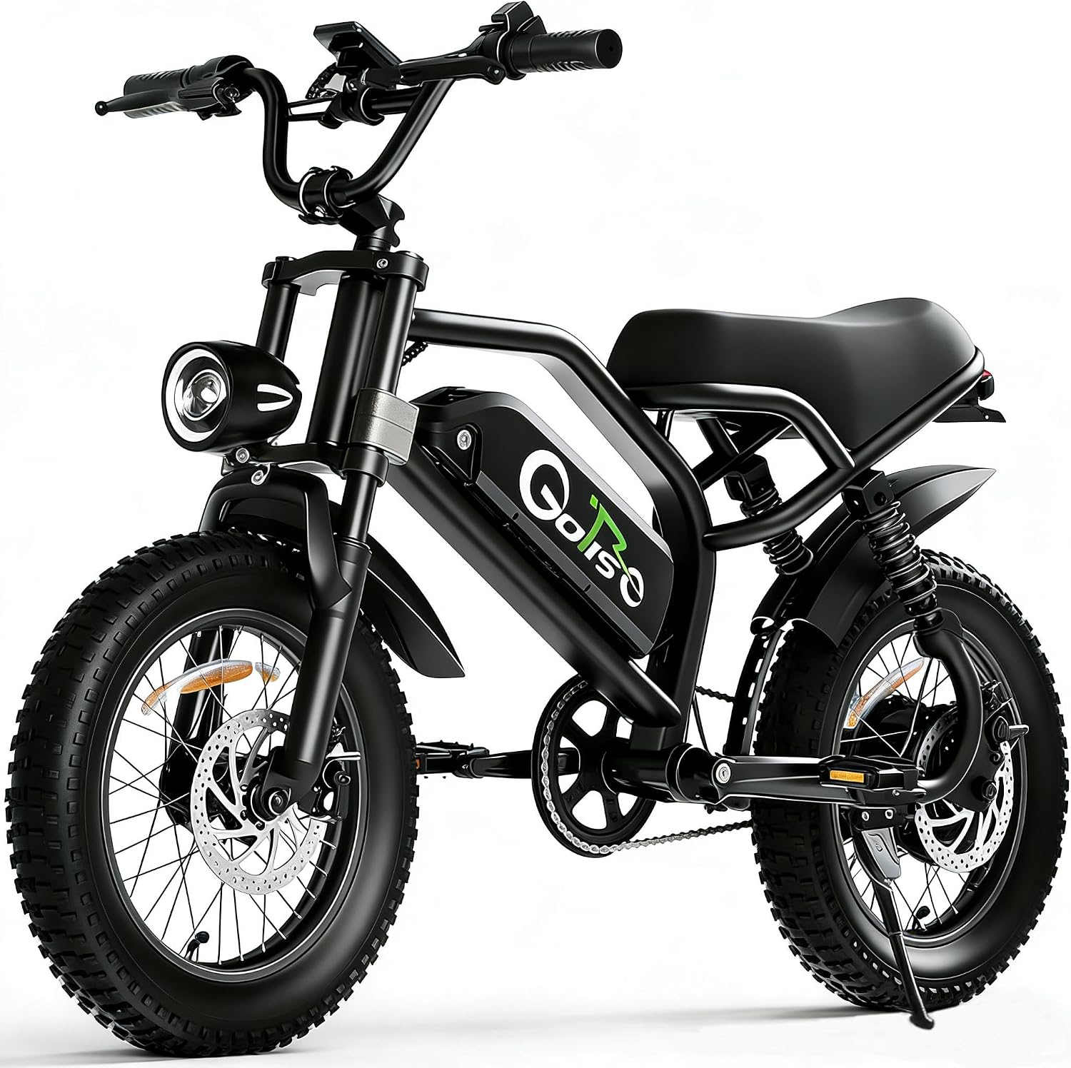 ADISTAR 16' Electric Bike for Adults/Teens, Peak 1500W & 65 Miles Long Range, 48V 15.6Ah Battery, Up to 28Mph, Full Suspension Fat Tire All-Terrain EBike on Mountains,Snow,Sand,Black