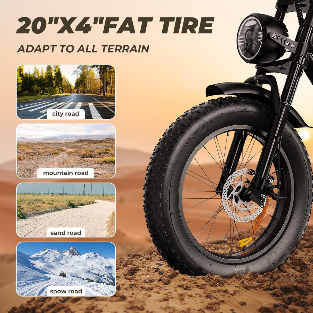Ebikes for Adults | 1500W | 33MPH | 40/75 Miles | 48V 15.6AH Removable Battery | 7-Speed | 3 Modes | Full Suspension | Dual Disc Brake | 20'' All-Terrain Fat Tires | UL 2849 Certified Electric Bike