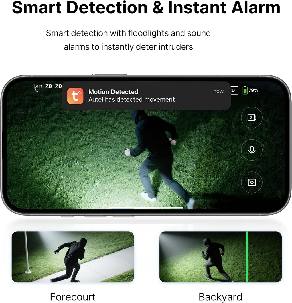 Autel Solar Security Cameras Wireless Outdoor, 2K Color Night Vision, Solar Powered, Expandable Local Storage, No Monthly Fee,AI Cameras for Home Security System (2-Cam-Kit)