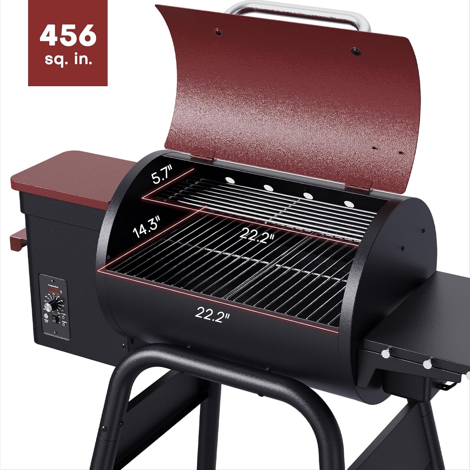 Jocoevol Pellet Smoker Grill Wood Pellet grill Electric Bbq Grills for Outdoor with Auto Feed & Pid Temperature Control 180-425°F, 456 Sq.In Cook Area, 6-In-1 Bbq Grill & Rain Cover For Backyard