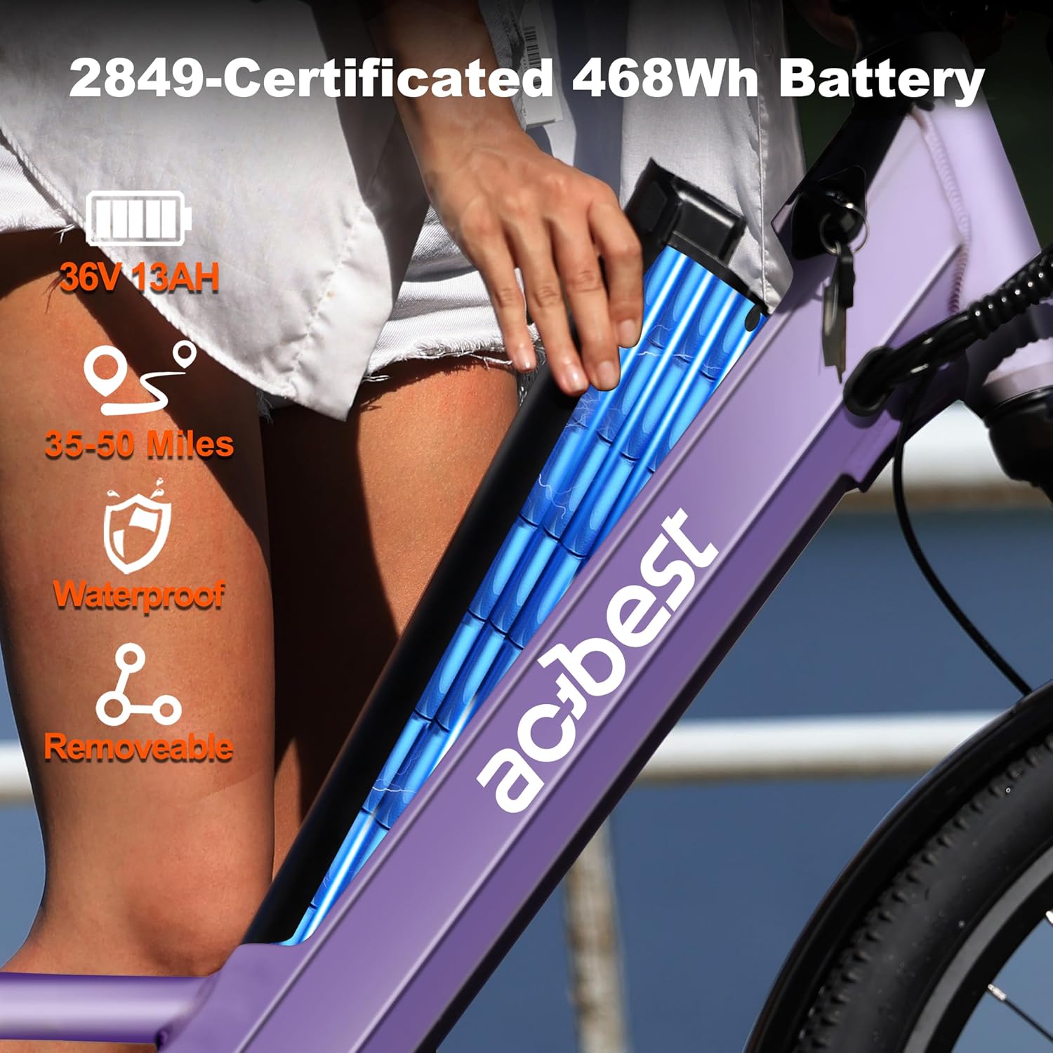 ACTBEST Core Electric Bike for Adults - 468Wh Removable Battery, 26 inch Step Thru Electric Bicycle, Peak 750W Brushless Motor Cityrun Ebike, with 7 Speed, Up to 50 Miles