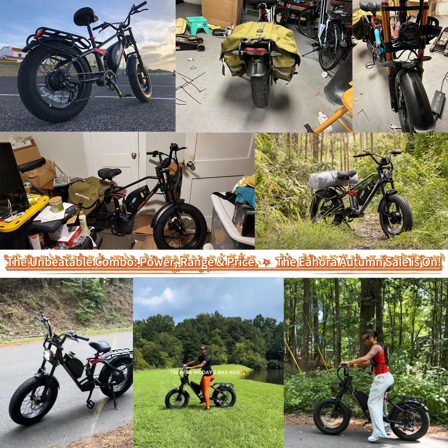 eAhora 2026 Luna/Terra 3000W/1500W 33MPH Dual Motor Ebike for Men Women, 20/15Ah 80+ Mi Long Range Electric Bike for Adults, 20' Fat Tire Full Suspension All-Terrain E-Bike with Hydraulic Disc Brake