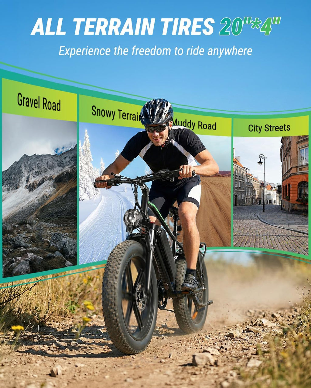 OUXI Electric Bike for Adults, 1000W Peak Electric Mountain Bicycle 48V13Ah Removable Battery, 20″ Fat Tire Ebike with Adjustable Seat, Rear Rack, UL 2849 Certified