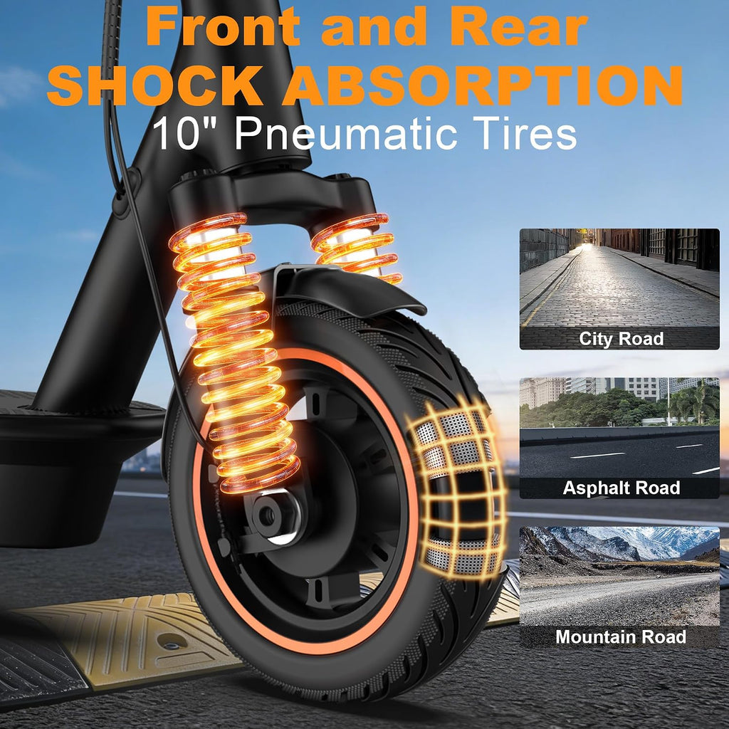 Electric Scooter, 350W-500W Motor, 19 MPH to 22MPH, 15-41 Miles Range, Dual Suspension, Dual Braking, App Control, Foldable Commuter E Scooter for Adults and Teens