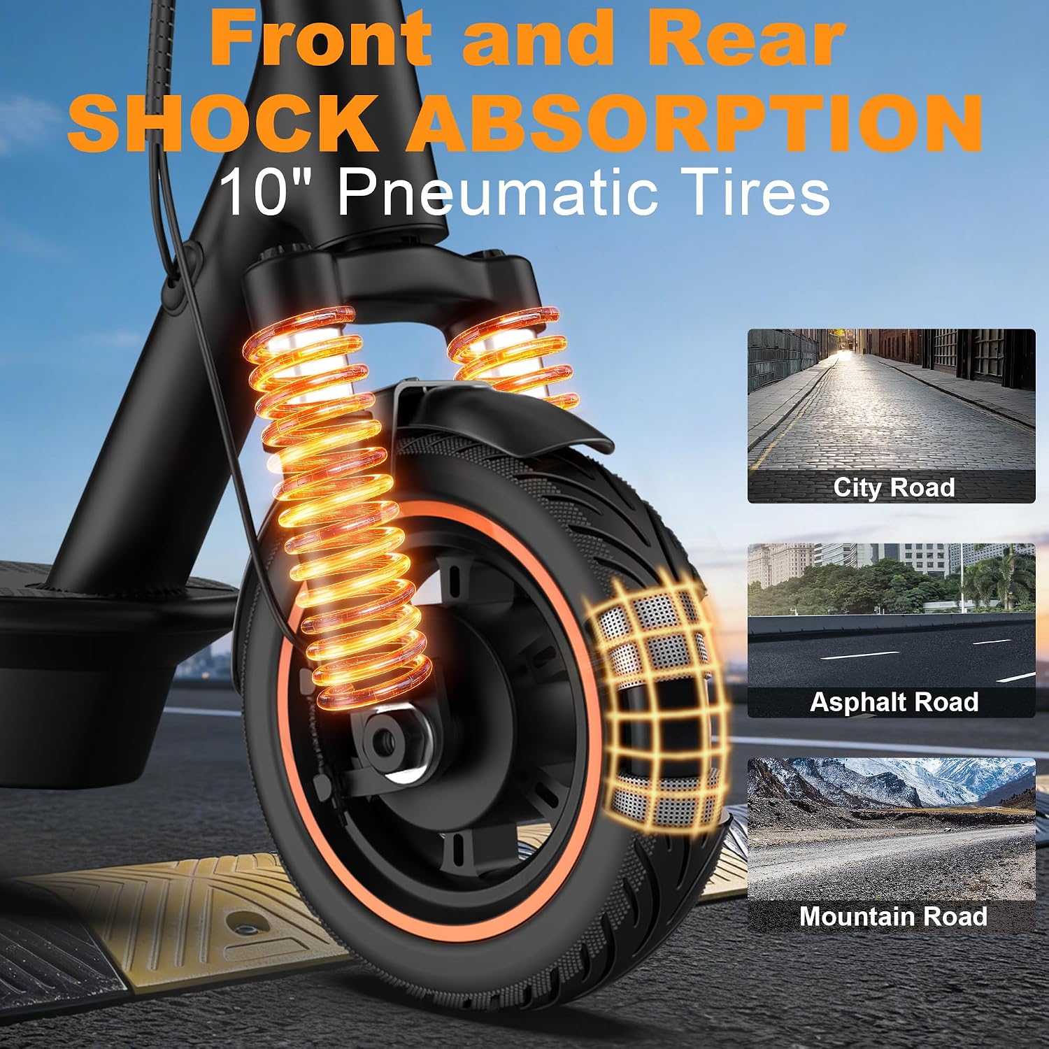 Electric Scooter, 350W-500W Motor, 19 MPH to 22MPH, 15-41 Miles Range, Dual Suspension, Dual Braking, App Control, Foldable Commuter E Scooter for Adults and Teens
