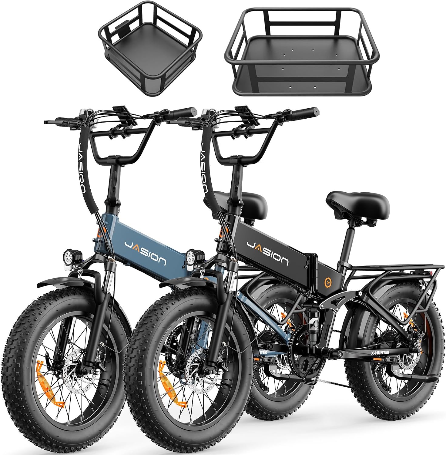 Jasion X Hunter/PRO Electric Bike for Adults,1800W/1400W Peak 20''Fat Tire Foldable Ebike,Folding E Bike Up to 80/70 Miles Range,720/624WH Removable Battery,30 MPH E Bike,Certified by UL2849